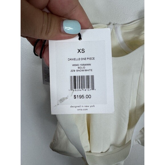 ONIA x WEWOREWHAT WHITE DANIELLE BELTED ONE PIECE SWIMSUIT SZ XS NWT - Picture 13 of 15